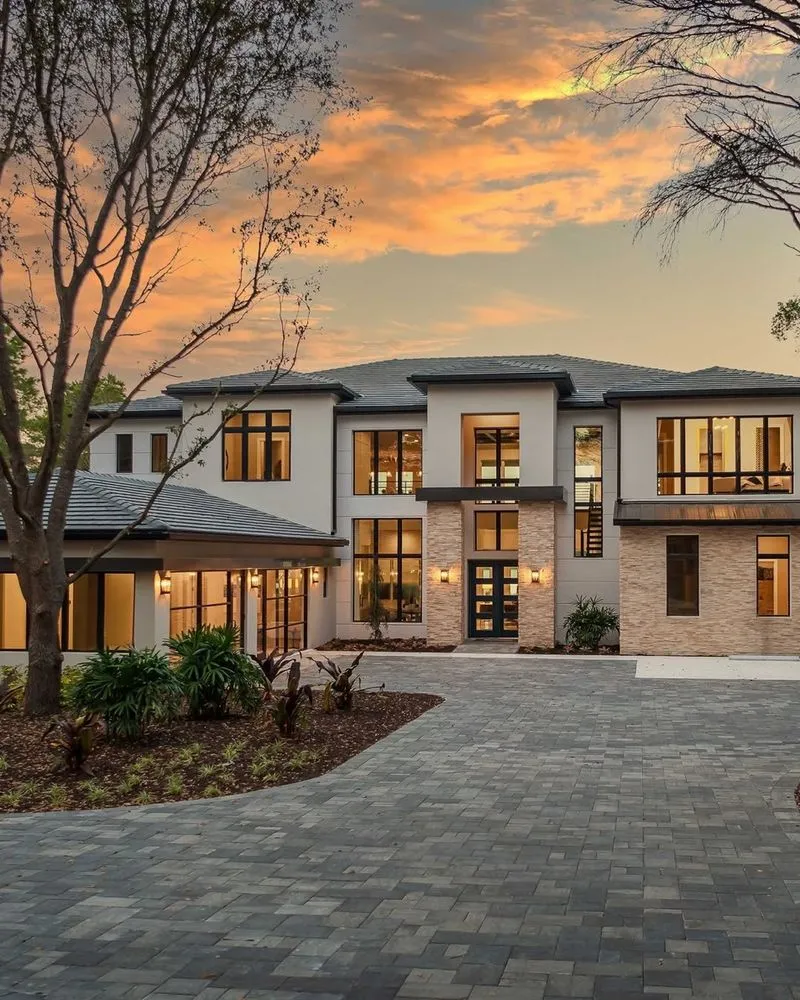 Luxury home at sunset
